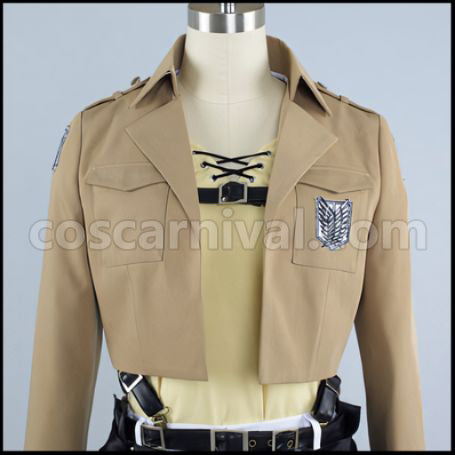 Attack on Titan Scout Regiment Eren Yeager Cosplay Costume Ver2 coscarnival - Detail Close-up