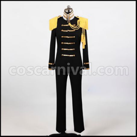 Axis Powers Hetalia Japan Black Military Uniform 3rd Volume European Car Situation Cosplay Costume coscarnival - Front View