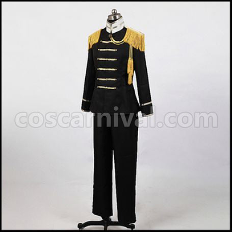 Axis Powers Hetalia Japan Black Military Uniform 3rd Volume European Car Situation Cosplay Costume coscarnival - Front View