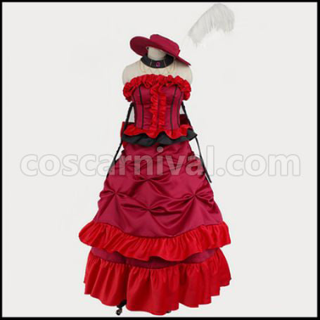 Black Butler Madam Red Ball Gown Cosplay Costume coscarnival - Detail Close-up