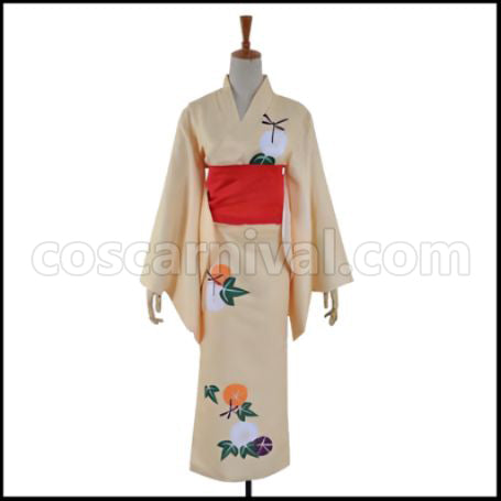 Puella Magi Madoka Magica the Movie Mami Tomoe Yukata Cosplay Costume coscarnival - Front View
