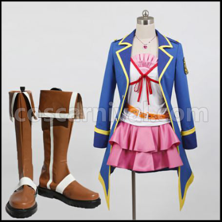 Detective Opera Milky Holmes Genius4 Toyama Saku Outfit + Boots 2 Piece Set Cosplay Costume coscarnival - Front View