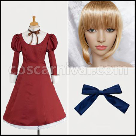 Axis Powers Hetalia Liechtenstein Costume + Wig Set coscarnival - Front View
