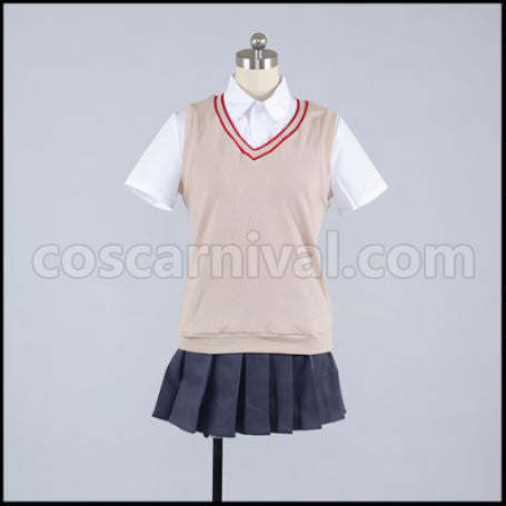 Toaru Kagaku no Railgun S Tokiwadai Middle School Misaka Mikoto Cosplay Costume coscarnival - Front View