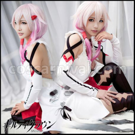 Guilty Crown Inori Yuzuriha White Battle Suit Cosplay Costume coscarnival - Back View