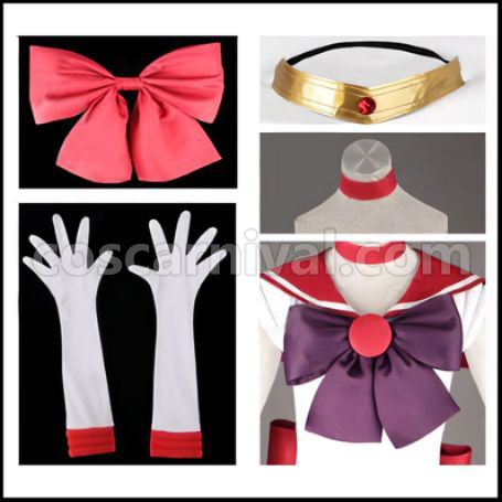 Sailor Moon Rei Hino Battle Outfit Cosplay Costume coscarnival - Side Profile