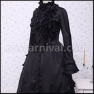 Lolita Ladies Classic Black Long Sleeve Lace-up Ribbon Frill Dress Gothic Lolita coscarnival - Collar Design