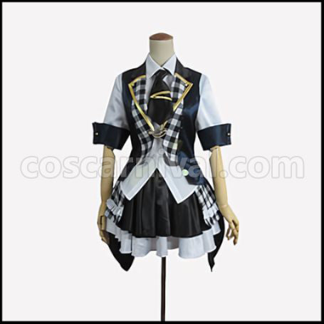 AKB0048 Succession Member 6th Generation Kashiwagi Yuki/Yukirin Black and White Checker Pattern Cosplay Costume coscarnival - Front View