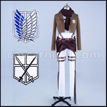 Attack on Titan Scout Regiment Mikasa Ackerman Cosplay Costume coscarnival - Front View
