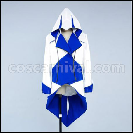 Assassin's Creed III Connor/Ratonhnhak¨¦:ton White and Blue Jacket Cosplay Costume Coscarnival - Front View