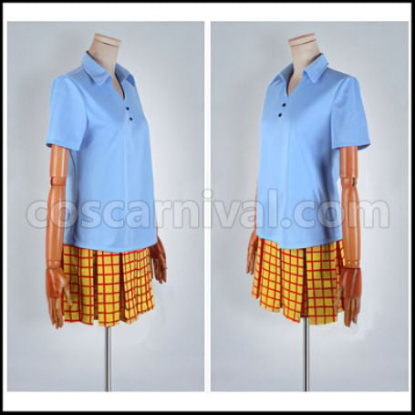 Yowamushi Pedal Sohoku High School Cycling Club Girls' Summer Uniform Blue Cosplay Costume coscarnival - Back View