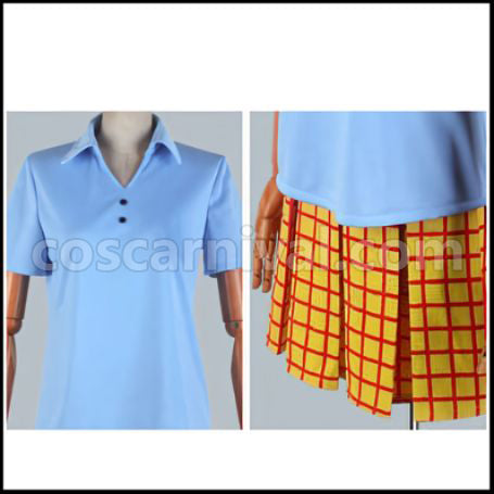 Yowamushi Pedal Sohoku High School Cycling Club Girls' Summer Uniform Blue Cosplay Costume coscarnival - Side Profile