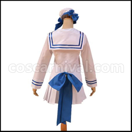Wadanohara and the Great Blue Sea Wadanohara White Sailor Uniform Cosplay Costume coscarnival - Back View
