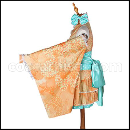 Love Live! SR Yukata Edition Awakening After Rin Hoshizora Cosplay Costume coscarnival - Back View