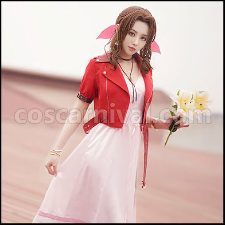 FF7R REMAKE FINAL FANTASY Aerith Gainsborough Cosplay Costume coscarnival - Detail Close-up