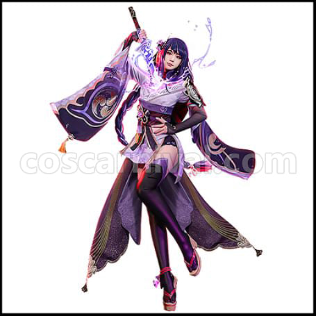 Genshin Impact Raiden Shogun Cosplay Costume coscarnival - Front View