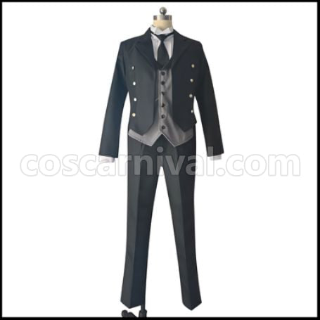 Black Butler Book of the Atlantic Sebastian Michaelis Cosplay Costume coscarnival - Front View