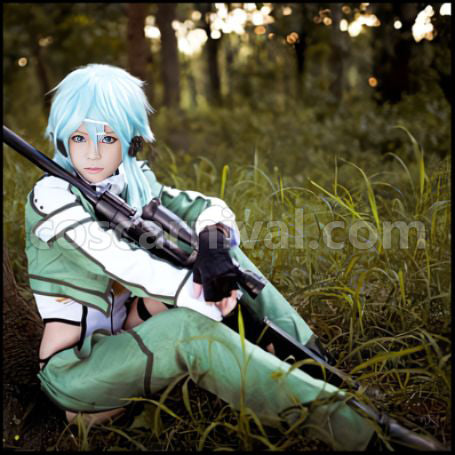 Sword Art Online II Phantom Bullet Asada Shino / Sinon GGO Appearance Cosplay Costume coscarnival - Front View