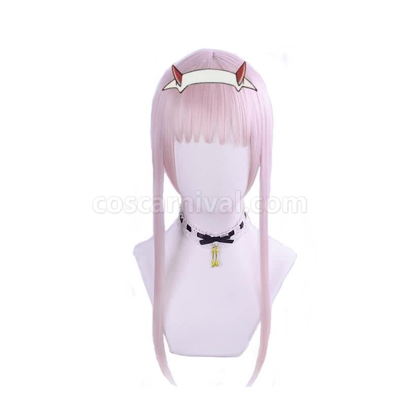 darling in the franxx 02 zero two pink long ponytail wig custom cosplays