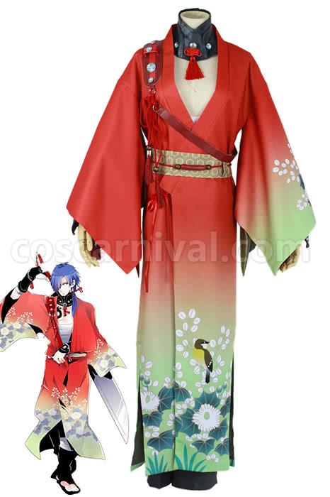 Dramatical Murder Koujaku Printing Vibration Sleeve Kimono Red Cosplay Costume coscarnival