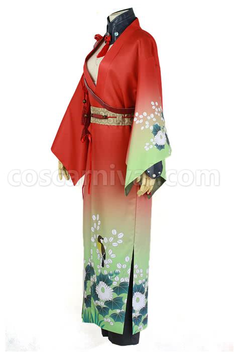 Dramatical Murder Koujaku Printing Vibration Sleeve Kimono Red Cosplay Costume coscarnival