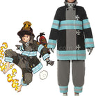 Fire Force Kusakabe Shinra And Hat Gloves Cosplay Costume, front view