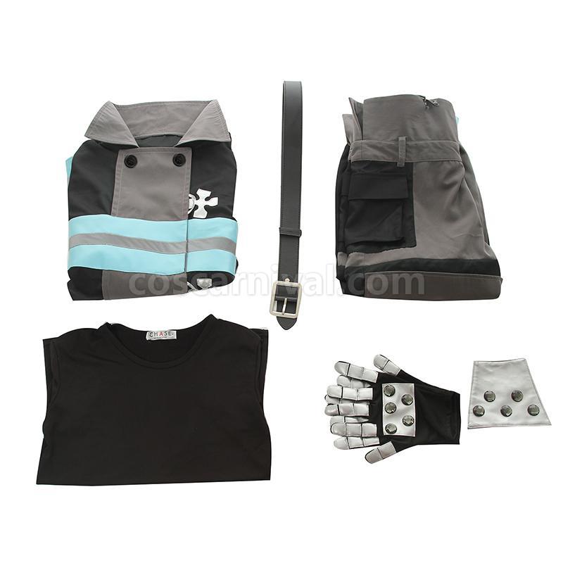 Fire Force Kusakabe Shinra And Hat Gloves Cosplay Costume, top view