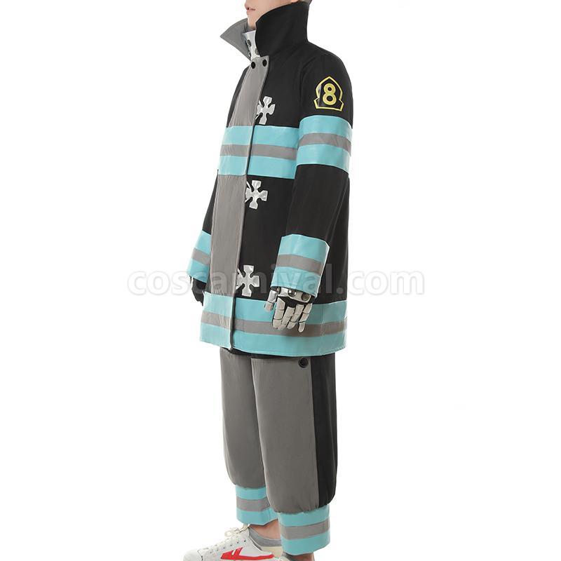 Fire Force Kusakabe Shinra And Hat Gloves Cosplay Costume, side view