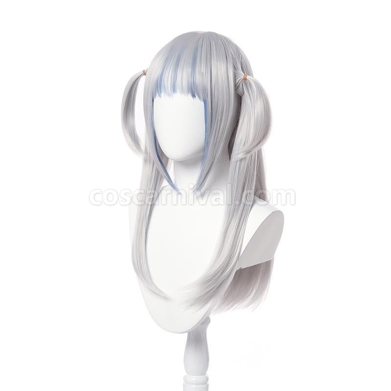 hololive english vtuber gawr gura blue mixed white long wigs anime cosplay costumes