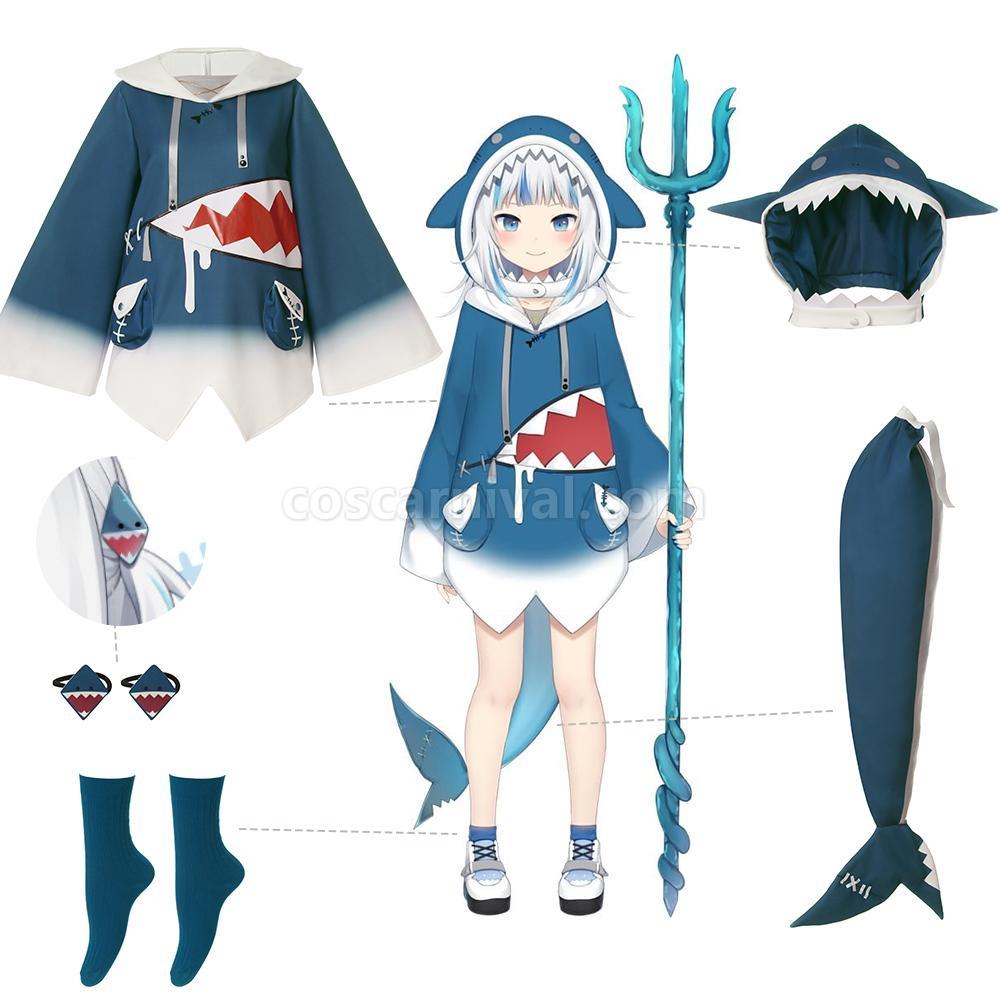 ホロライブ 英語版 Vtuber Gawr Gura 尻尾付き コスプレ衣装 coscarnival