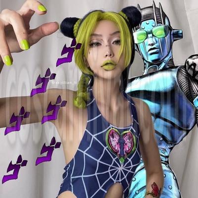 jolyne cujoh blue green wigs cosplays