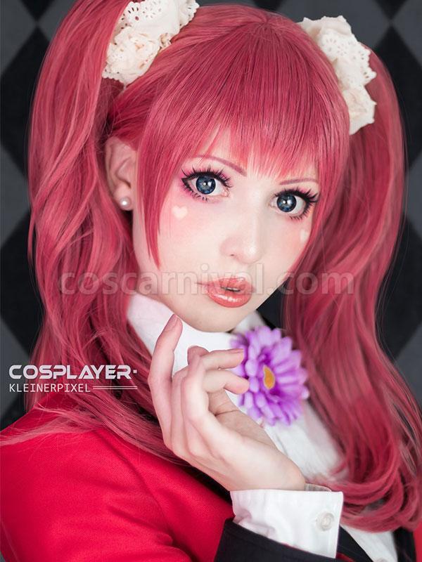 kakegurui yumemite yumemi 100cm long pink straight wigs cosplay costumes