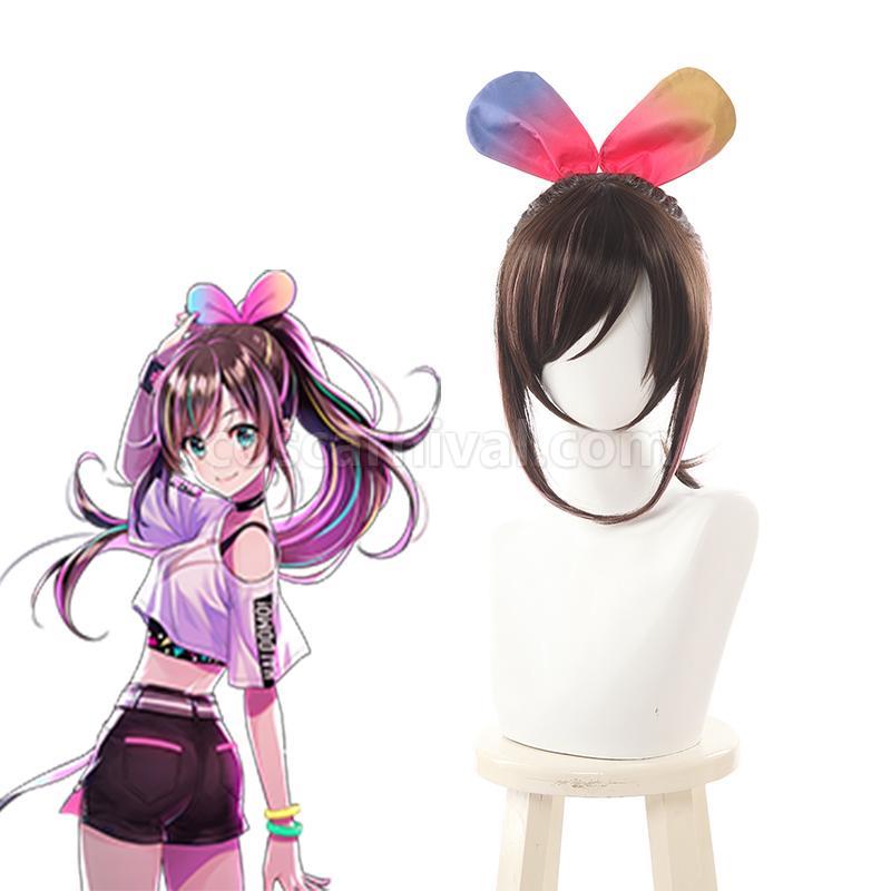 Kizuna AI Brown Mixed Pink Cosplay Costume coscarnival