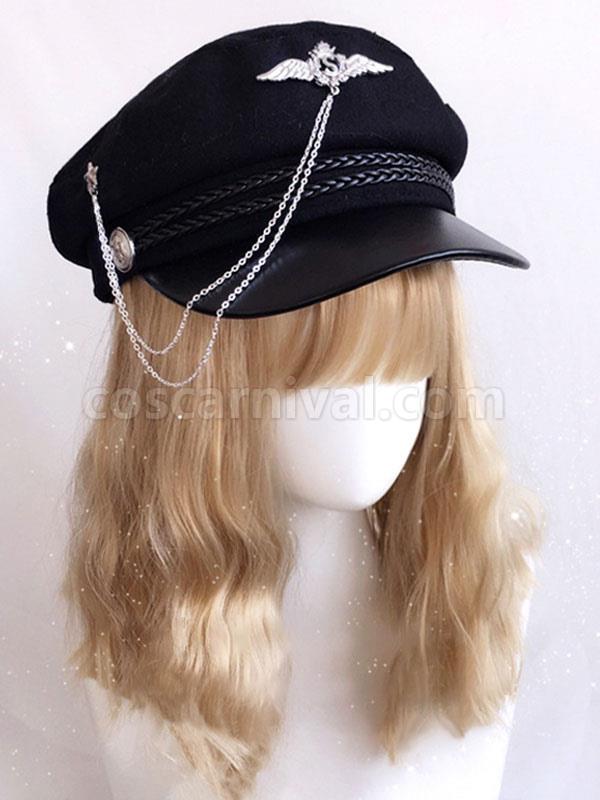 Gothic Lolita Hat Chains Polyester Black Lolita Accessories Hats coscarnival