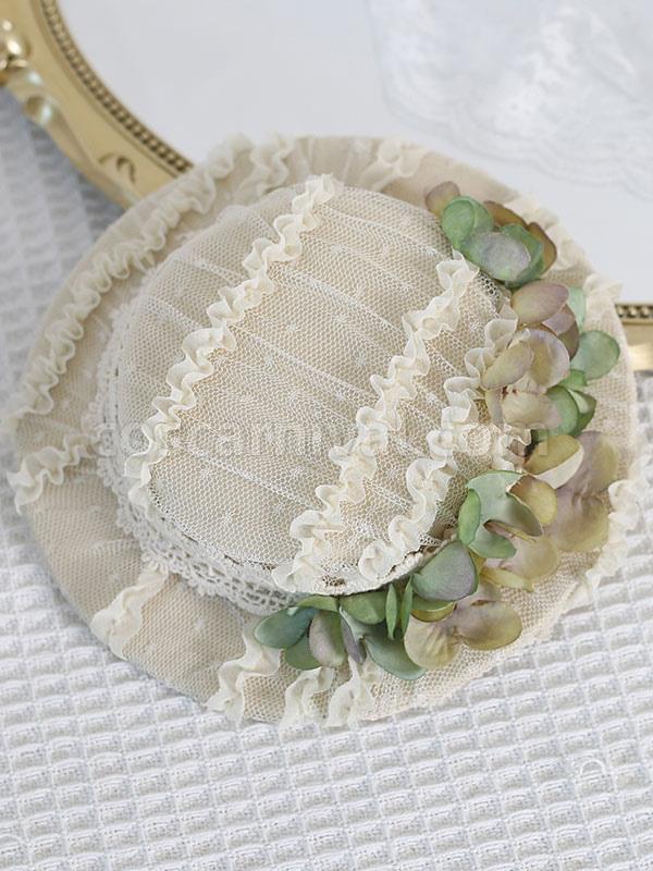 ROCOCO Style Lolita Hat Flowers Accessory Beige Lolita Accessories coscarnival