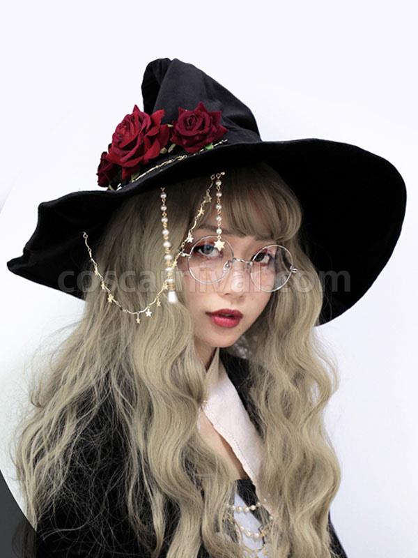 Gothic Lolita Hat Rose?Chains Accessory Polyester Red Lolita Accessories coscarnival