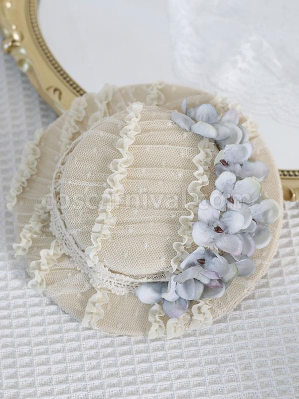 ROCOCO Style Lolita Hat Flowers Accessory Beige Lolita Accessories coscarnival