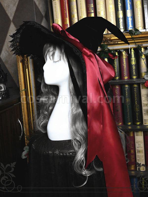 Gothic Lolita Hat Bows?Lace Accessory Lace?Bow Polyester Purple Lolita Witch Hat coscarnival