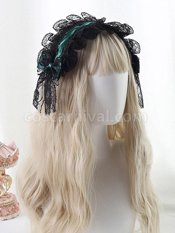 Gothic Lolita Headdress Lace Bow Lolita Headband coscarnival