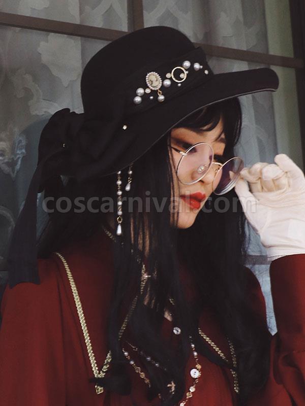 Gothic Lolita Hat Black Chains Accessory Polyester Lolita Accessories coscarnival