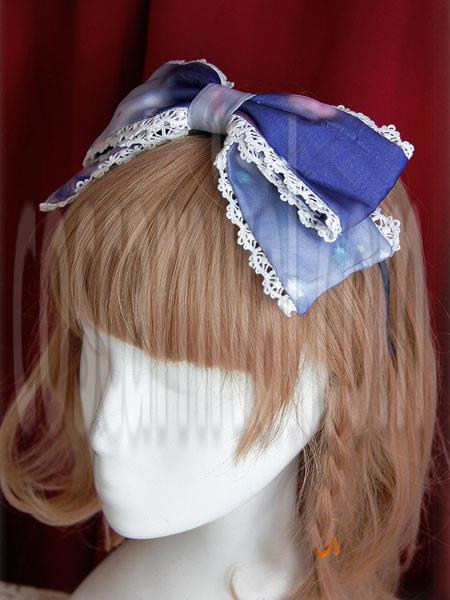 Sweet Organza Lolita Headbow Rainbow Cotton Candy Embroidery Trim