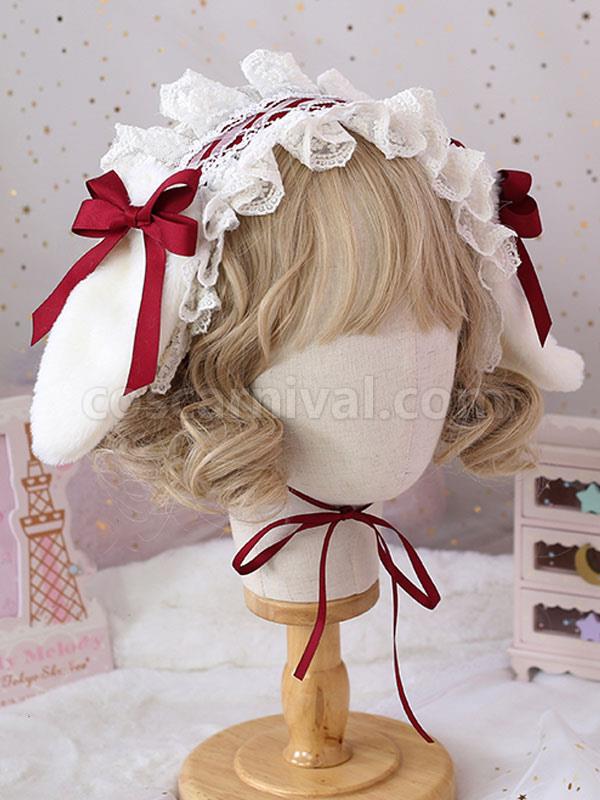 Sweet Lolita Headdress Bunny Ears Lace?Bows Lace Headband