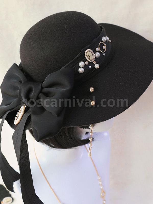 Gothic Lolita Hat Black Chains Accessory Polyester Lolita Accessories coscarnival