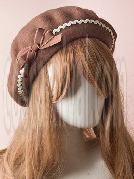 Sweet Lolita Hat Wool Bow Pom Pom Lolita Beret coscarnival