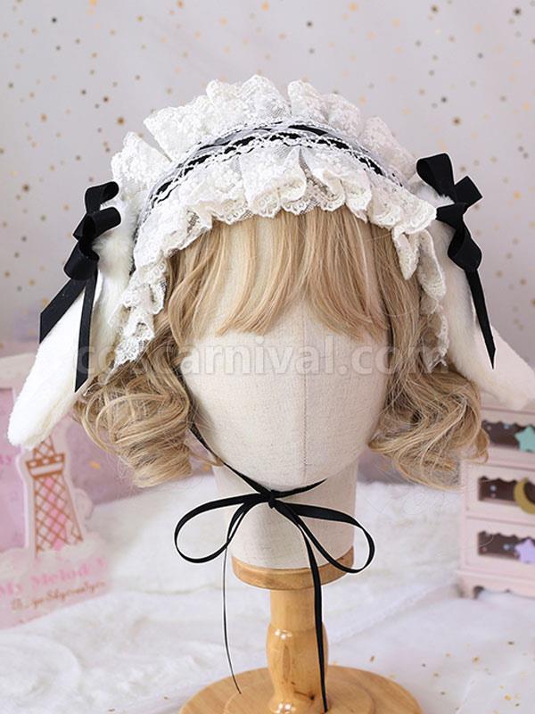 Sweet Lolita Headdress Bunny Ears Lace?Bows Lace Headband coscarnival