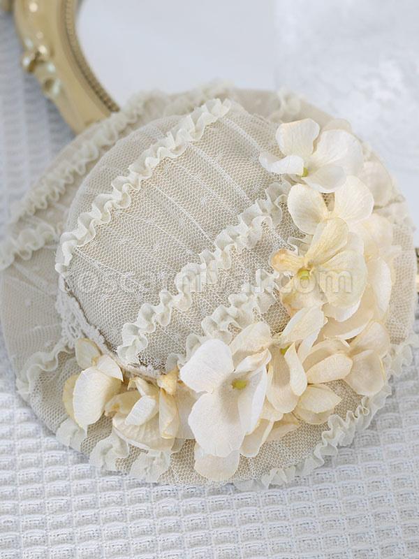 ROCOCO Style Lolita Hat Flowers Accessory Beige Lolita Accessories coscarnival