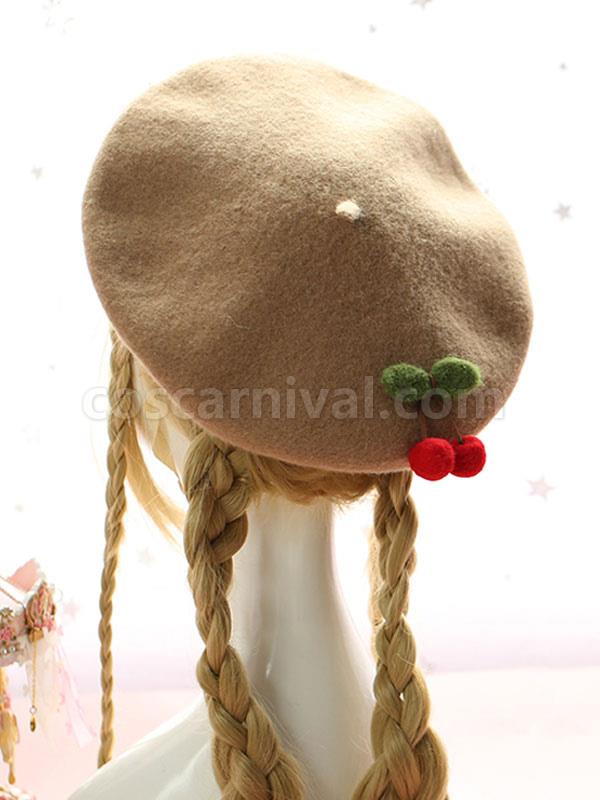 Sweet Lolita Beret Cherry Wool Lolita Hat coscarnival