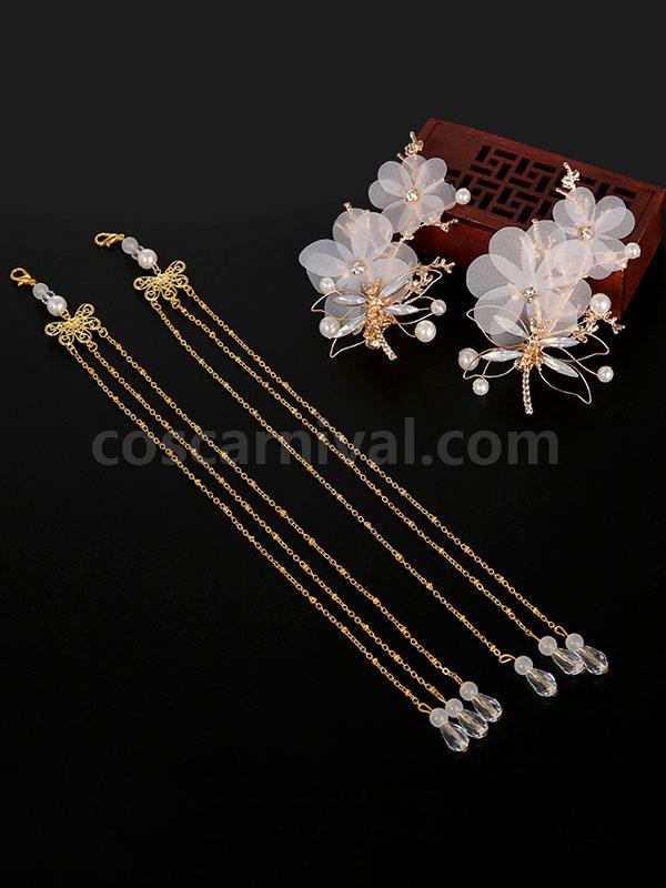 Chinese style Lolita Headdress Pink Metal Fringe?Flowers Sakura Pattern Head Flower Accessory Lolita Hair Accessories coscarnival