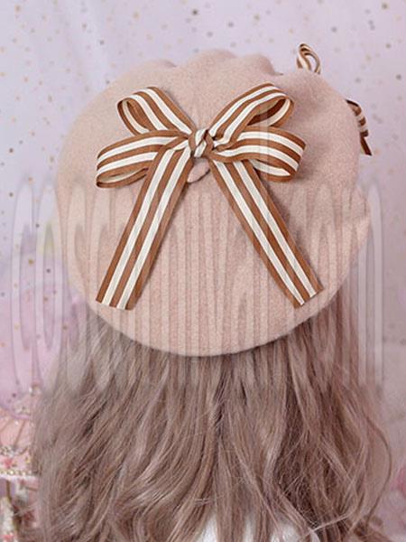 Sweet Lolita Beret Daisy Floral Bow Wool Lolita Hat coscarnival