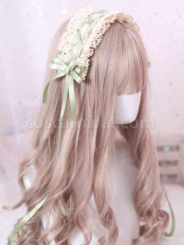 Sweet Lolita Headdress Bow Lace Ruffle Lolita Hair Accessory coscarnival